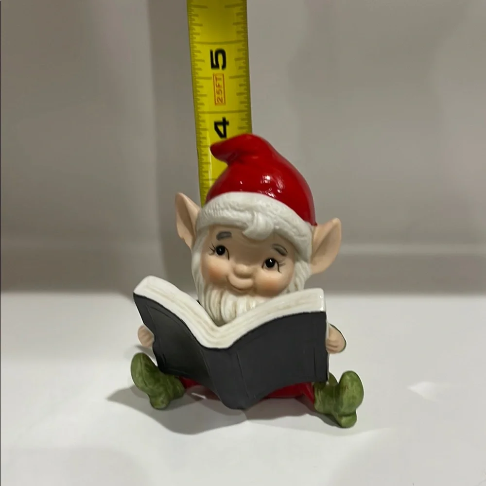 Vintage 1960's Homco Santa's Workshop Elf  Reading a Book Figurine #5406